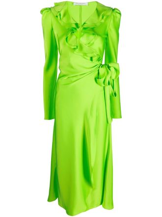 Philosophy di Lorenzo Serafini Abito a maniche lunghe con ruches - Verde