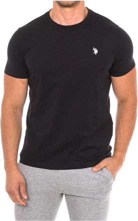 U.S.Polo Association T-shirt met korte mouwen en geribbelde afwerking - Heren - T-shirts - Zwart - 2XL - Katoen - Tops