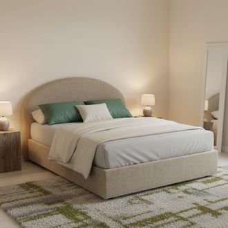 Talamo Italia Talamo Italia - Cama De Plaza Y Media Connie, Cama Contenedor Con Revestimiento De Tela, 100% Made In Italy, Apertura Frontal, Con Colch&oacute;n Cm 120x190 