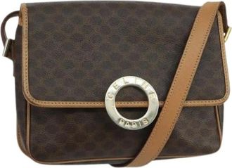 Celine Pre-owned Cross Body Bags, female, Brown, Size: ONE SIZE Pre-owned Vintage macadam circle logo shoulder bag