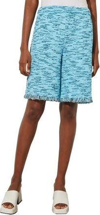 Ming Wang Fringe Trim Tweed Pull-On Bermuda Shorts in Dw Bl/Hz/Bwh at Nordstrom Rack, Size X-Large