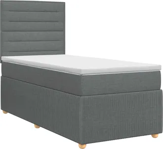 vidaXL Letto Box Spring Con Materasso Grigio Scuro 90 X 200 Cm Tessuto Vidaxl