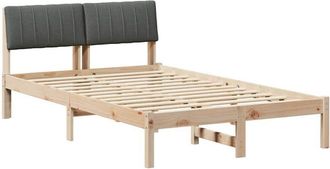vidaXL Bed frame Brown and dark grey 120 x 190 cm Solid pine wood vidaXL
