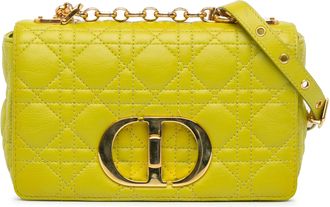 Dior Pre-owned Womens Caro Quilted Leather Crossbody - Lime Green - One Size
