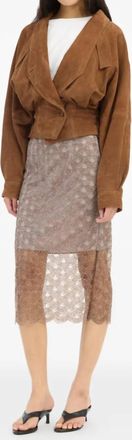 Rotate Scallop Sequin Midi Skirt In Taupe