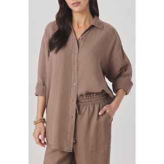Splendid Stella Linen Button-Up Shirt in Wicker Beige at Nordstrom, Size X-Large