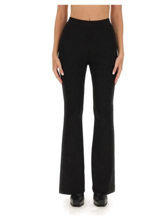 Stella McCartney Ribbed Wide Leg Viscose Trousers - Black