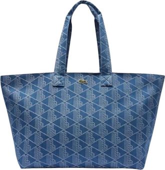 Lacoste Zomer Pack Mono Jacquard Denim Tas - Dames - Shoppers - Blauw - ONE Size - Denim - Tassen