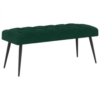 vidaXL Banco Con Tapicer&iacute;a Con Botones Verde Oscuro 110 X 40 X 46 Cm Vidaxl