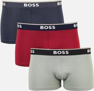HUGO BOSS Mens 3-Pack Power Boxer Trunks, Red/Navy - Grey - Size: 37/36/32