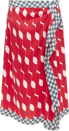 Dries Van Noten silk geometric print wrap skirt