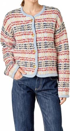 English Factory Textured Striped Jacket