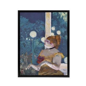 Artery8 Cafe Concert Song of the Dog Edgar Degas Framed Canvas Wall Art in Blue | Size: W24 x H32