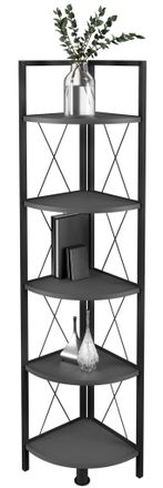 ebuy24 Ebuy24 - Vcm Madera Metal Esquina Estante De Almacenamiento Estante Estante Decoraci&oacute;n Libros Stand Estante Insasi 5 (antracita)