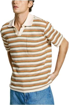 Pepe Jeans London Gestreept Gebreid Poloshirt - Heren - Polos - Beige - M - Tops