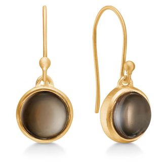 Frk. Lisberg Accessoires, Dames, Geel, ONE Size, 14k Gouden Oorbellen met Rookkwarts