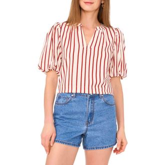 Vince Camuto Stripe Puff Sleeve Top in Chili at Nordstrom Rack, Size X-Large