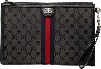 Balenciaga Black Canvas Leather Clutch Bag (Pre-Owned)