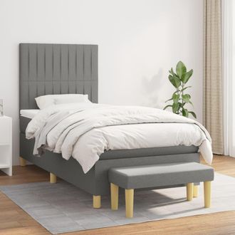 vidaXL Vidaxl - Cama Box Spring Con Colch&oacute;n Tela Gris Oscuro 100x200 Cm