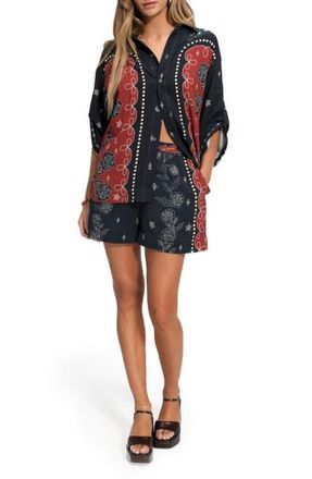 Agua Bendita Chrissy Bowly Cover-Up Shirt in Black at Nordstrom, Size X-Small