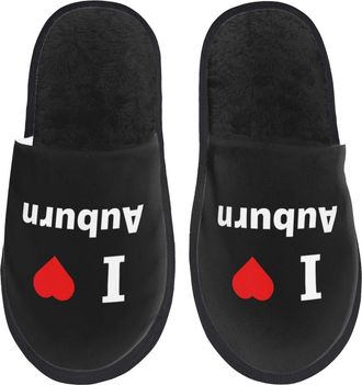 Generic Warm Mens Slipper I Love Auburn House Shoes Breathable Womens Slippers for Ladies Travel Hotels M