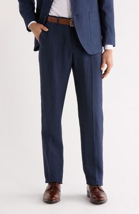 Nordstrom Henrik Trim Fit Italian Linen Suit Separate Pants in Navy Night at Nordstrom, Size 35