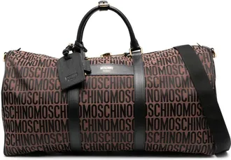 Moschino logo-print weekend bag - men - Calf Leather/Cotton/Polyester - OS - Brown