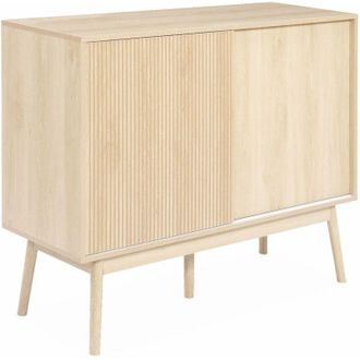 Sweeek Sweeek - 115cm buffet storage with wood effect, Linear, Natural, 115x39.5x90 cm