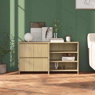 vidaXL Aparador De 2 Piezas Madera Manufacturada Color Roble Sonoma Vidaxl