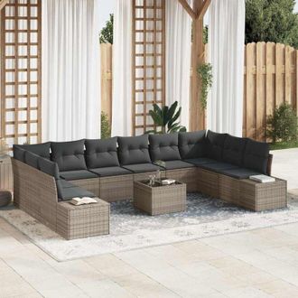 vidaXL Vidaxl - Conjunto De Sof&aacute; De Jard&iacute;n 11 Pcs Gris 344 X 209 X 85 Cm