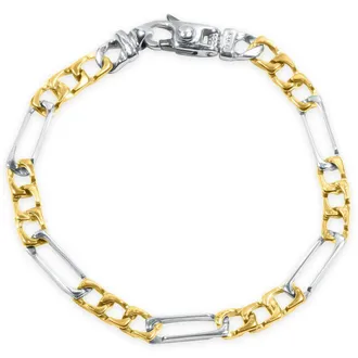 Pompeii3 Mens Figaro Link 14k Gold (12gram) or Platinum (19gram) 5.5mm Bracelet 8