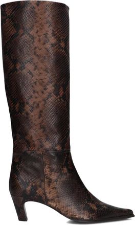 Zinda Bruine Leren Hoge Laarzen voor Dames - Dames - Laarzen met Hak - Bruin - 40 EU - Leer - Schoenen