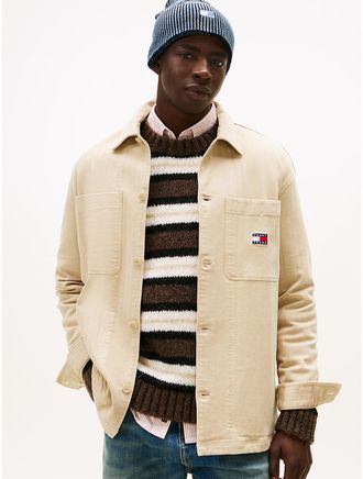 Tommy Hilfiger Mens Tommy Jeans Herringbone Overshirt - Beige - XL