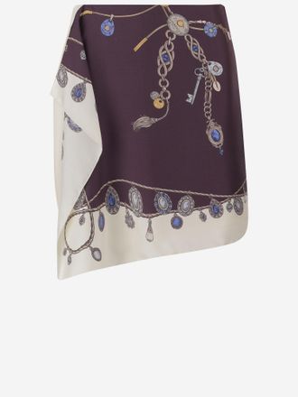 Versace Womens Skirt Printed Silk Twill Multicolour