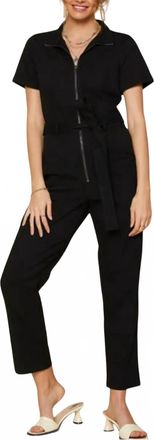 Skies Are Blue Clothing Maverick Short Sleeve Jumpsuit In Black