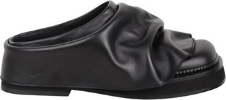 The Attico Square Toe Leren Instapsandalen - Dames - Slip ons - Zwart - 36 EU - Leer - Schoenen