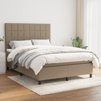 vidaXL Vidaxl - Cama Box Spring Con Colch&oacute;n Tela Gris Taupe 140x190 Cm