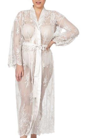 Rya Collection Darling Sheer Lace Robe in Ivory at Nordstrom, Size 2X
