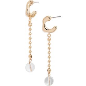 Open Edit Bead Linear Drop Earrings in Clear- Gold at Nordstrom Rack