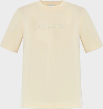Burberry Womens Burberry Paisley Print Logo T Shirt Candle Beige - Size: 10/8