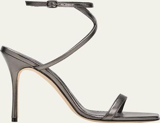 Manolo Blahnik Strania Metallic Stiletto Sandals