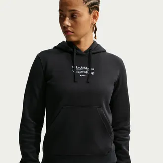 Nike Womens Weightlifting Pullover Hoodie in Black | APS552NAWL-BLK