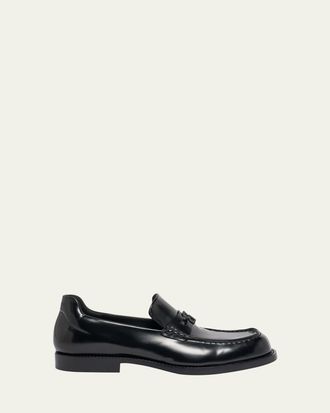 Balenciaga Mens Comfy B-Logo Calfskin Penny Loafers