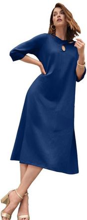 Jessica London Keyhole A-Line T-Shirt Dress in Evening Blue at Nordstrom, Size Medium