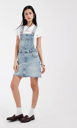 Tommy Jeans Vestito salopette di jeans lavaggio blu chiaro