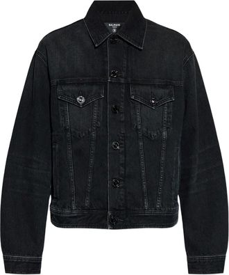Balmain Giacca denim con bottoni - Nero