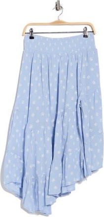 Abound Tiered Asymmetric Skirt in Blue White Clip Floral at Nordstrom Rack, Size X-Small