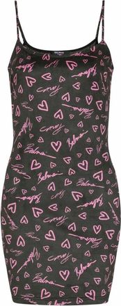 Balmain Korte fluwelen jurk met bandjes en Crush-print - Dames - Korte kleedjes - Zwart - M - Leer - Kleedjes