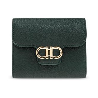 Ferragamo Wallets & Cardholders, female, Green, Size: ONE SIZE Leather wallet with logo