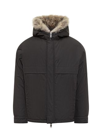 Yves Salomon Black Solid Hood Jacket